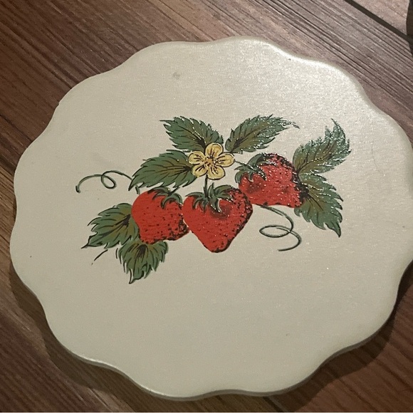 Vintage Strawberry Themed Trivets Wall Decor Ceramic Wood Metal Acrylic - Picture 3 of 11